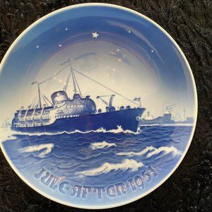 Bing & Grondahl Jule After 1951 Passenger Steamer Christmas Plate Collectible